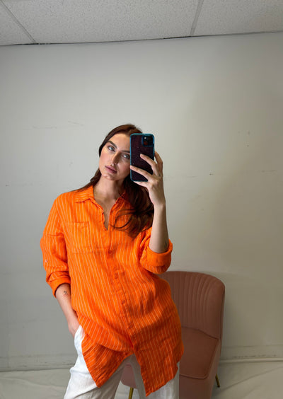 Charli Provence Linen Shirt -Tangerine