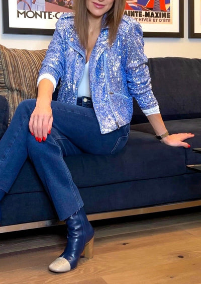 Generation Love Robin Sequin Jacket - Chambray Blue