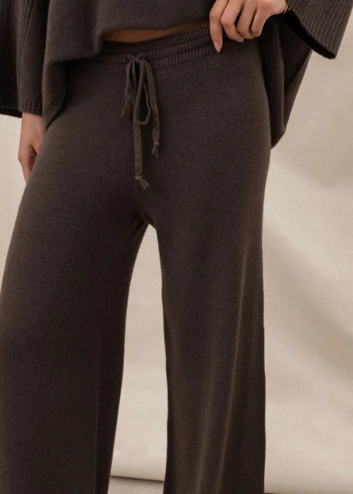 Charli Micha Ribbed Trouser Dark Espresso