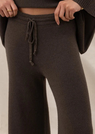 Charli Micha Ribbed Trouser Dark Espresso