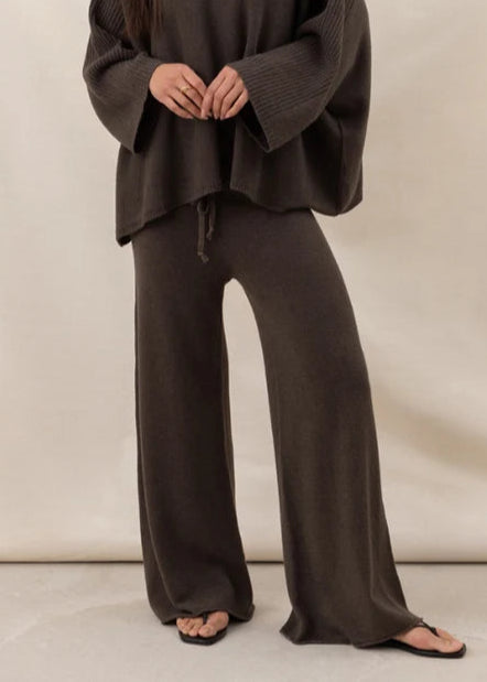 Charli Micha Ribbed Trouser Dark Espresso