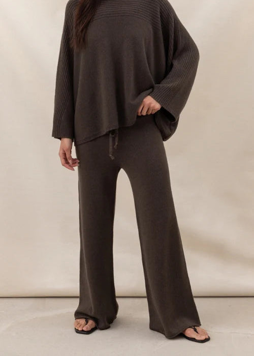 Charli Micha Ribbed Trouser Dark Espresso