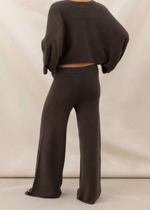 Charli Micha Ribbed Trouser Dark Espresso