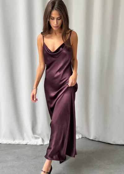 Charli Alena Satin Dress Burgundy
