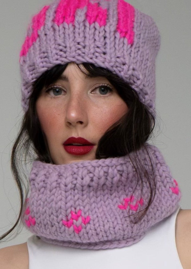 GOGO Wool “Ski” Hat - Lilac/Hot Pink
