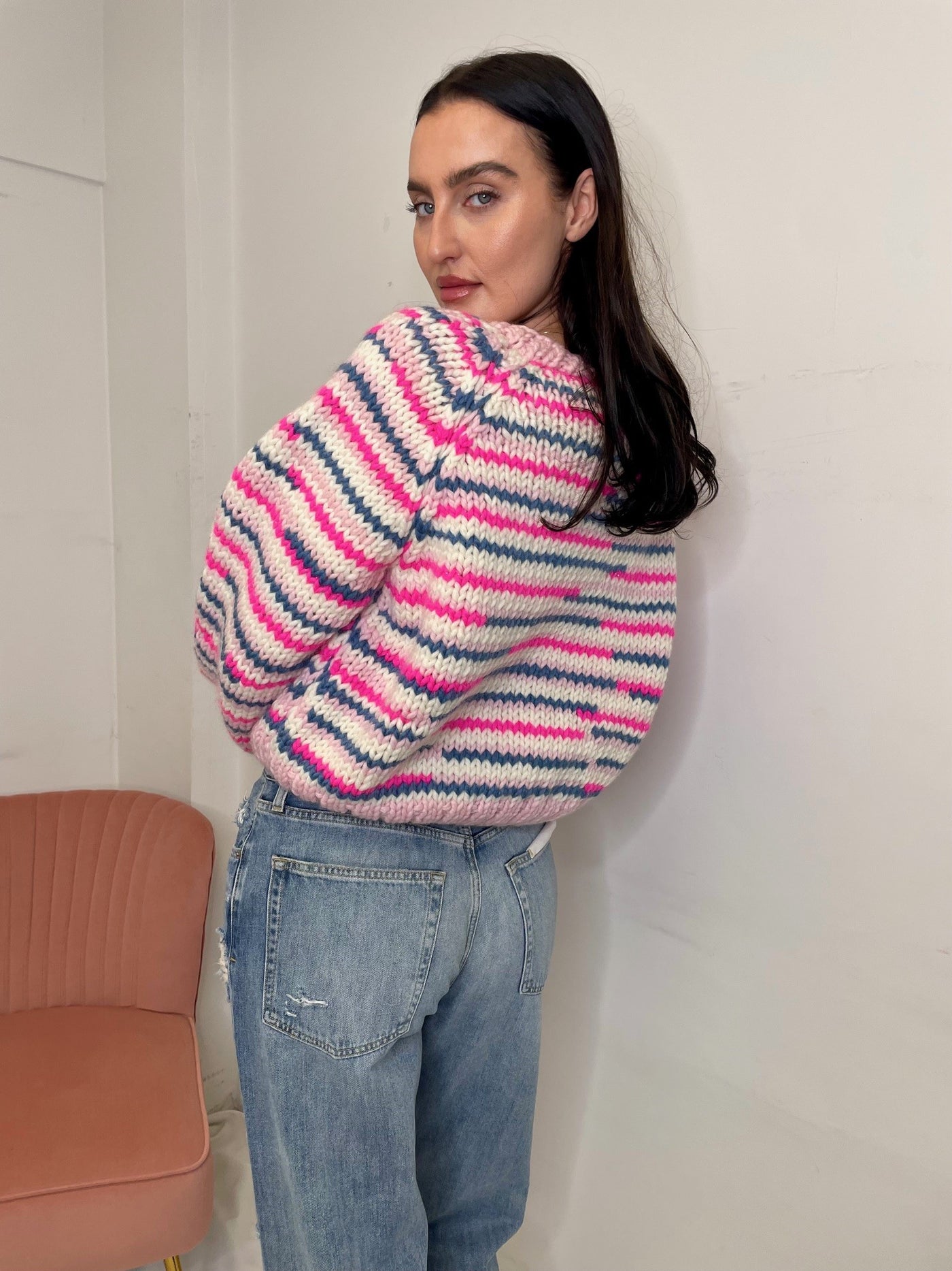 GOGO No Waste Wool Pullover - Strawberry Pink/Multicolour
