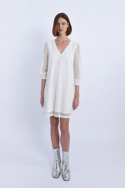 Molly Bracken L/S Lace Shift Dress - White