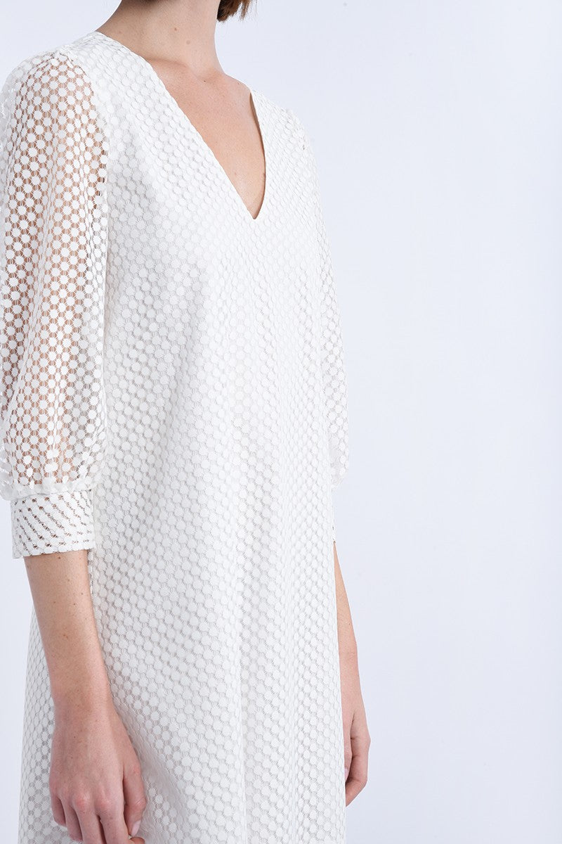 Molly Bracken L/S Lace Shift Dress - White