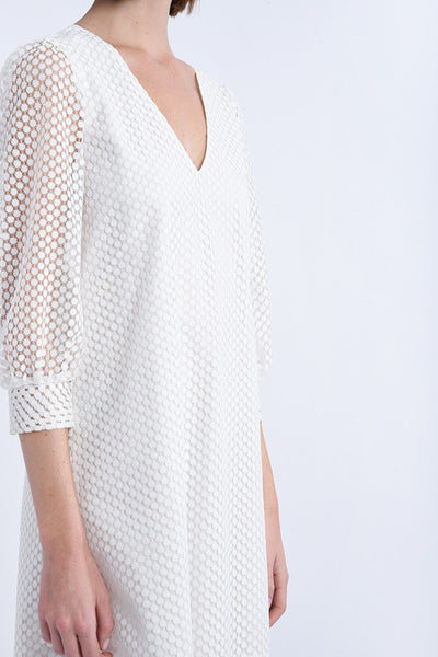 Molly Bracken L/S Lace Shift Dress - White