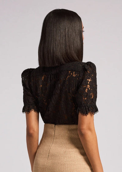 Generation Love Maude Puff Sleeve Lace Shirt - Black