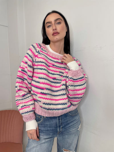 GOGO No Waste Wool Pullover - Strawberry Pink/Multicolour
