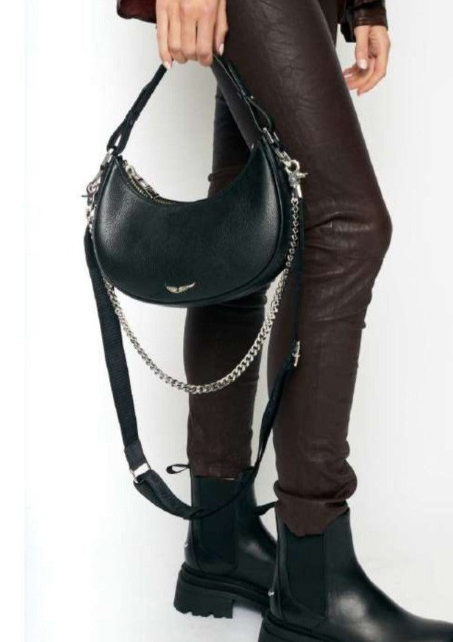 Zadig & Voltaire Moonrock Grained Leather Bag - Black