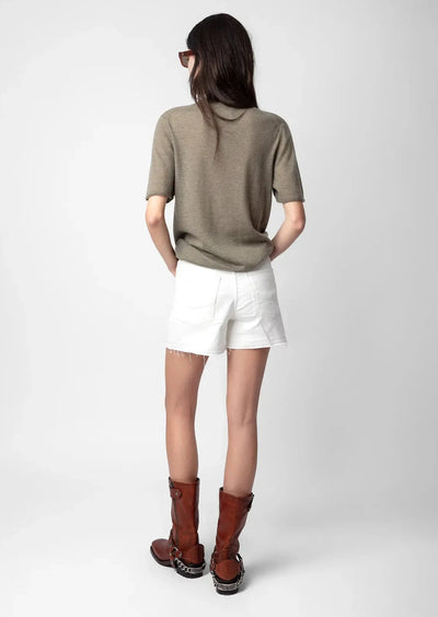 Zadig & Voltaire Mon Amour Sparkle Cashmere Tee - Khaki