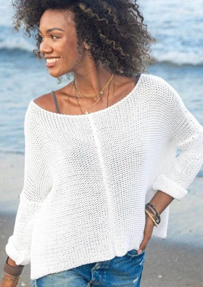 The Pink Door Loose Fit Knitted Sweater - White