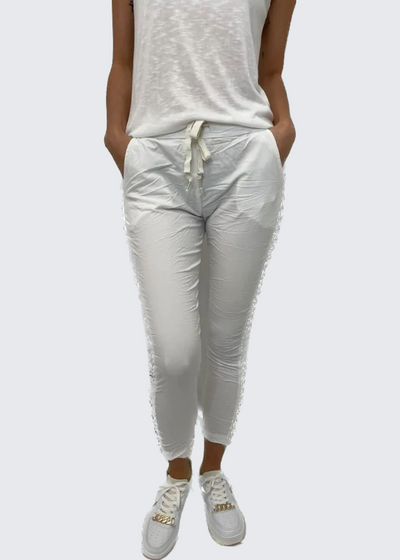 MINI Diamond Studded Joggers - White