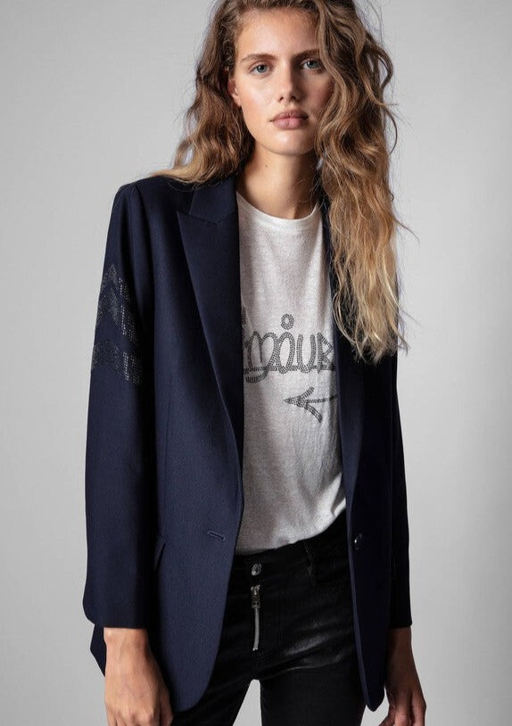 Zadig & Voltaire Chevron Glitter Sleeve - Blazer