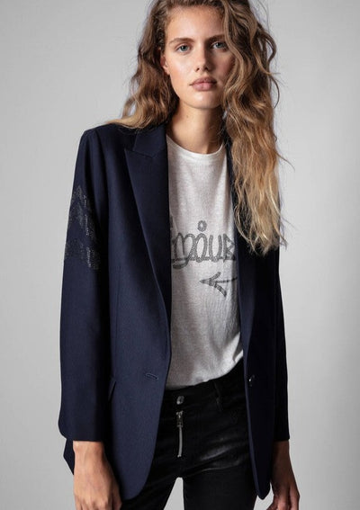 Zadig & Voltaire Chevron Glitter Sleeve - Blazer