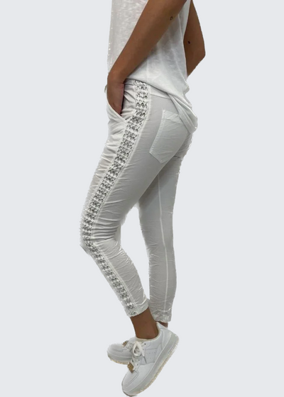 MINI Diamond Studded Joggers - White