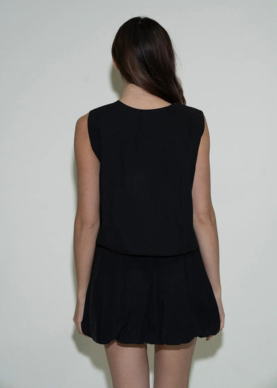 Stark Cotton Gauze Bubble Top Black