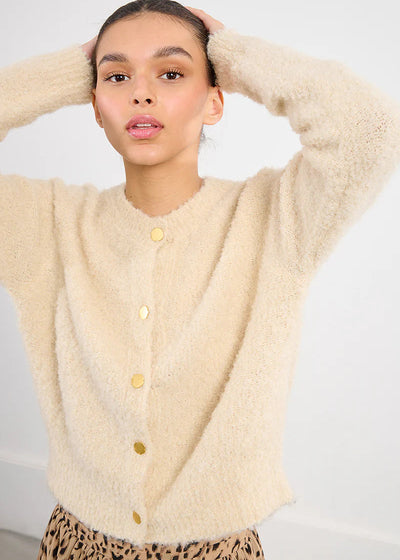 Molly Bracken Boucle Cardigan W/ Gold Buttons Cream