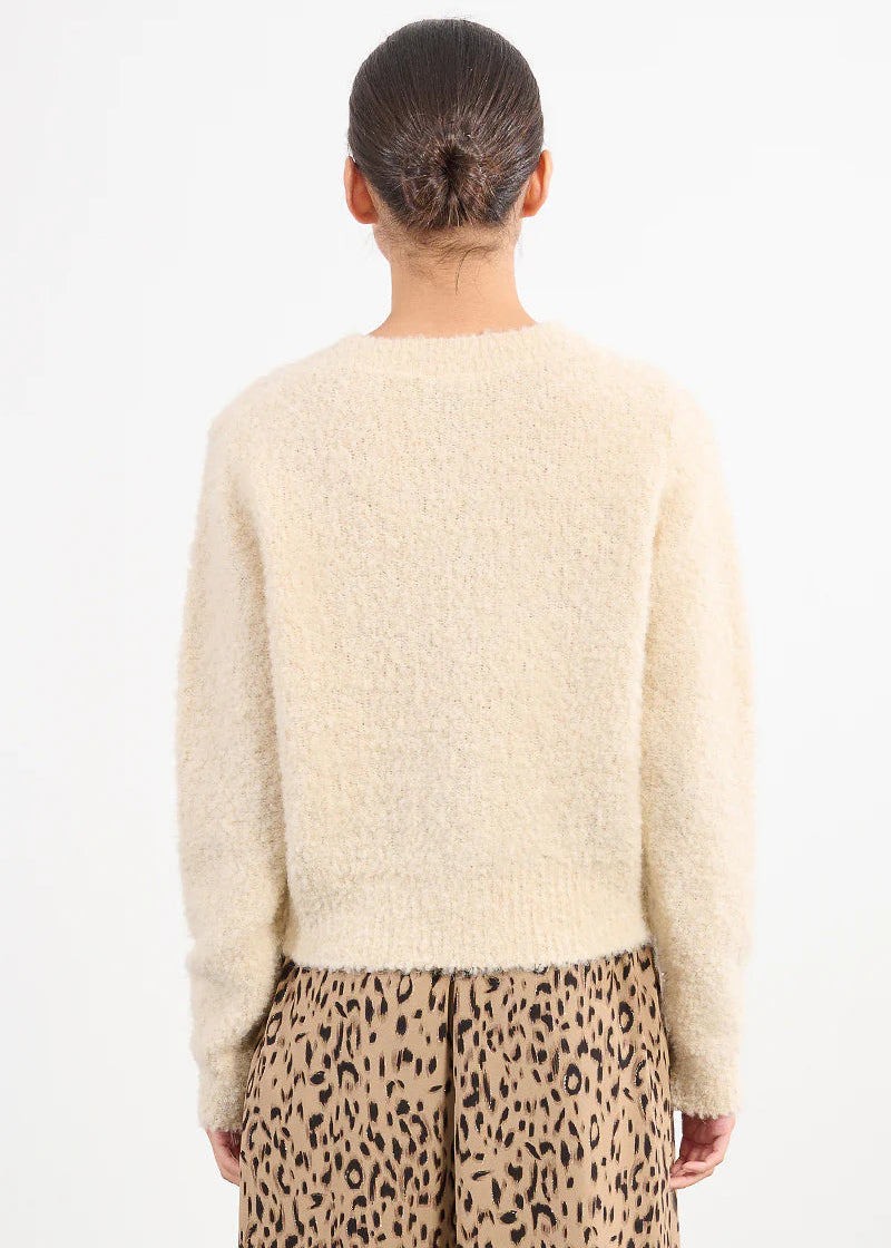 Molly Bracken Boucle Cardigan W/ Gold Buttons Cream