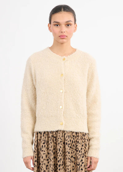 Molly Bracken Boucle Cardigan W/ Gold Buttons Cream