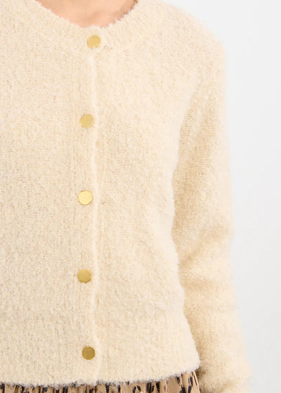 Molly Bracken Boucle Cardigan W/ Gold Buttons Cream