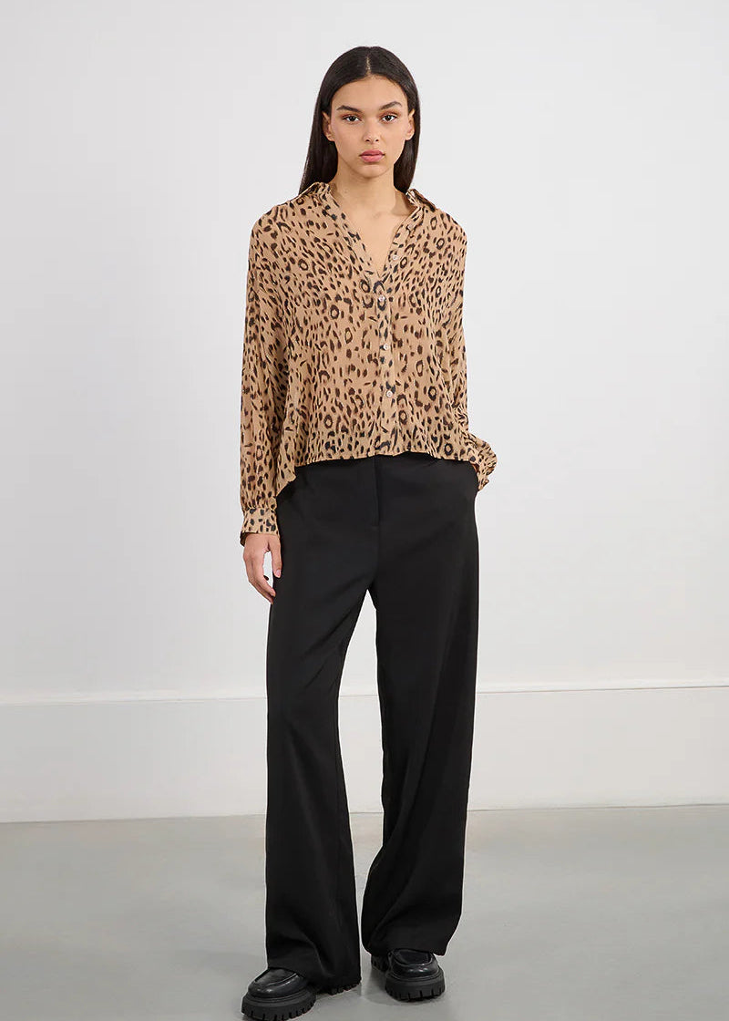 Molly Bracken Leopard Print Blouse Beige Paris