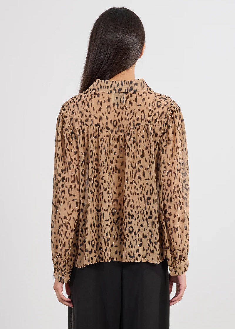 Molly Bracken Leopard Print Blouse Beige Paris