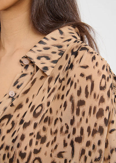 Molly Bracken Leopard Print Blouse Beige Paris