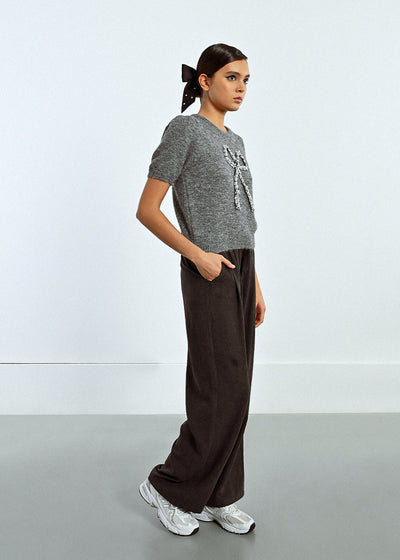 Molly Bracken Silver Bow S/S Sweater Grey