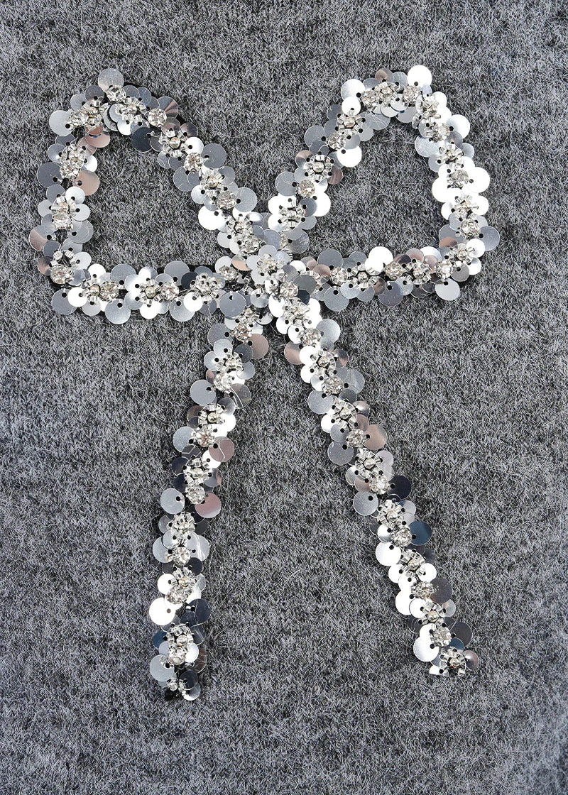 Molly Bracken Silver Bow S/S Sweater Grey