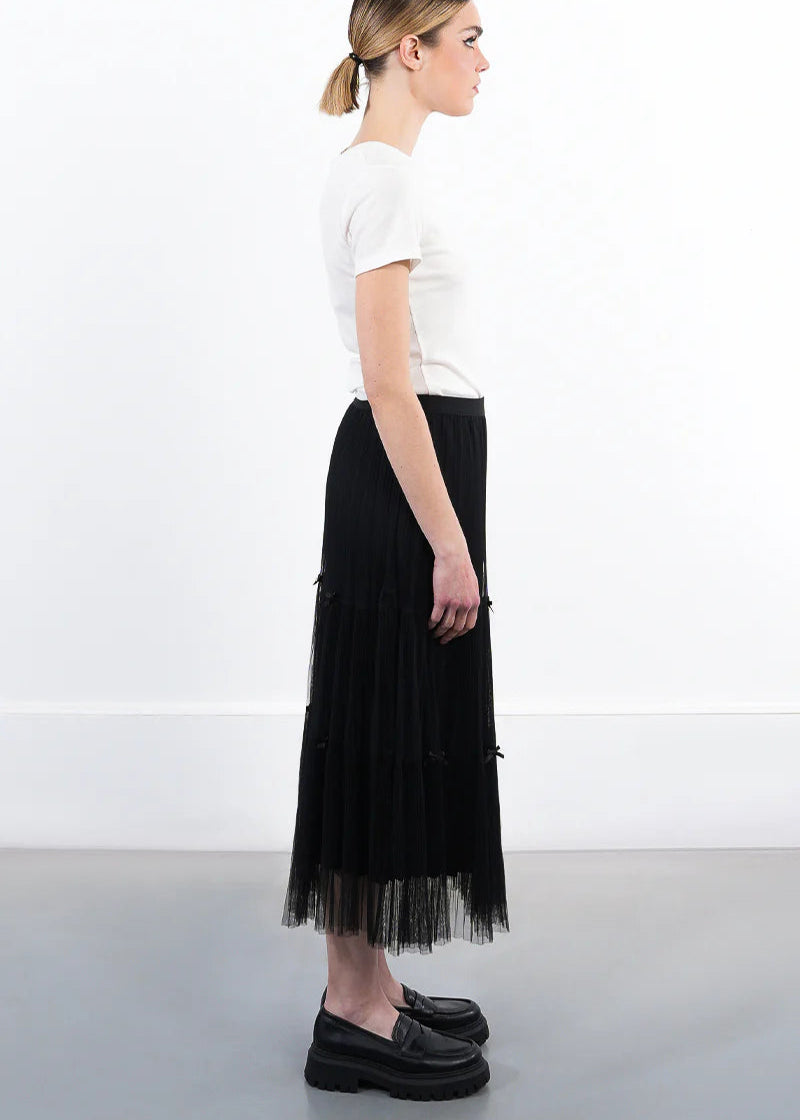 Molly Bracken Bow Detail Tulle Skirt Black