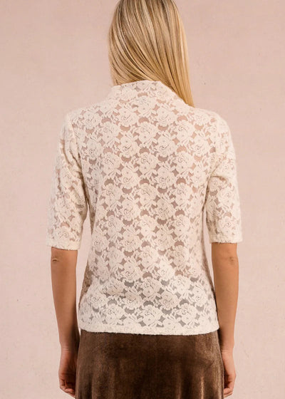 Molly Bracken Velvet Lace S/S Top OffWhite