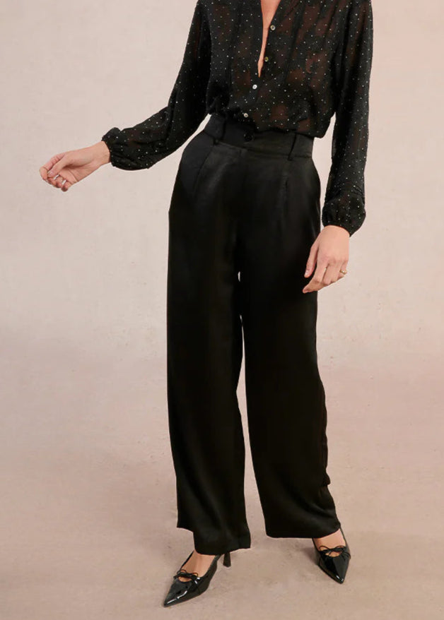 Molly Bracken Textured Satin Trouser Black