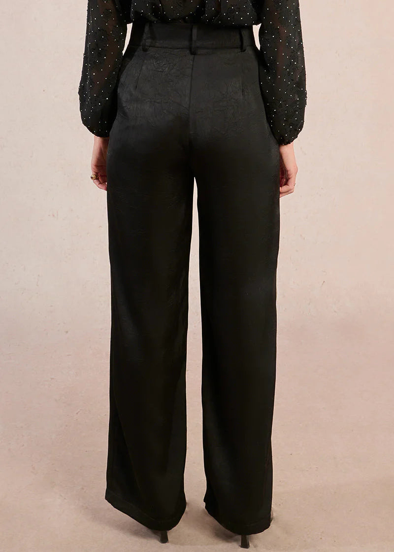 Molly Bracken Textured Satin Trouser Black