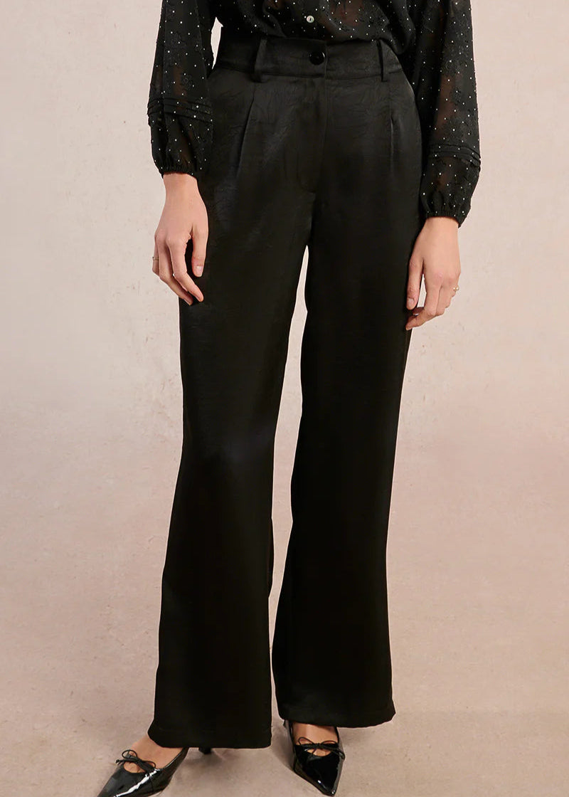 Molly Bracken Textured Satin Trouser Black
