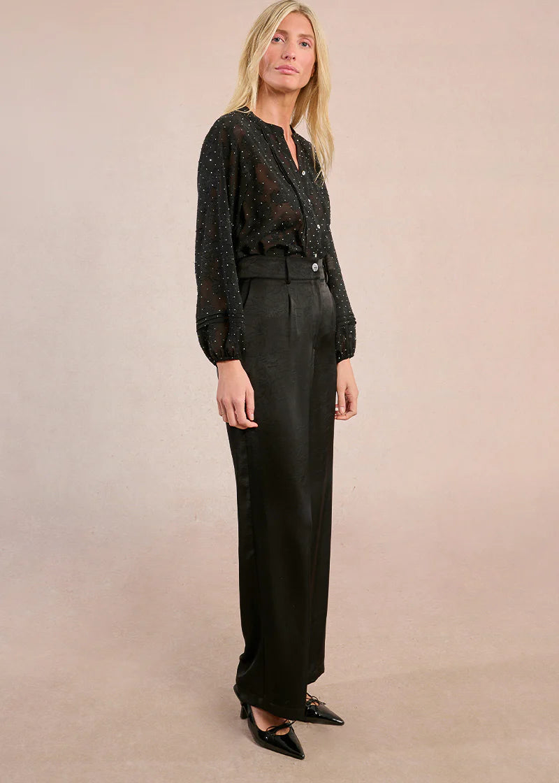 Molly Bracken Textured Satin Trouser Black