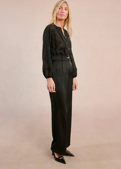 Molly Bracken Textured Satin Trouser Black