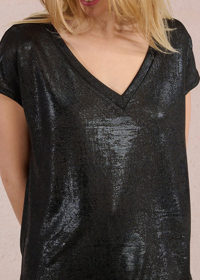 Molly Bracken Metalic T-Shirt Black