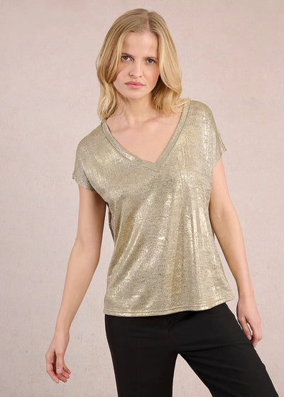 Molly Bracken Metalic T-Shirt Grey Gold