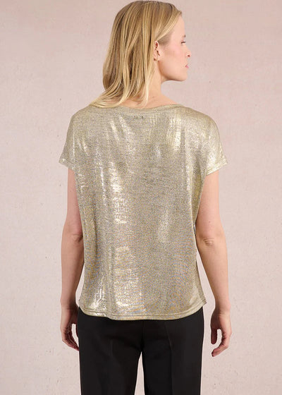 Molly Bracken Metalic T-Shirt Grey Gold