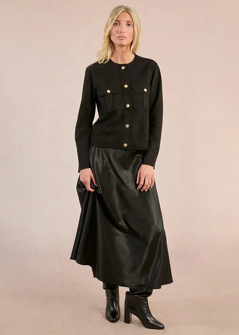 Molly Bracken Aline Satin Skirt Black