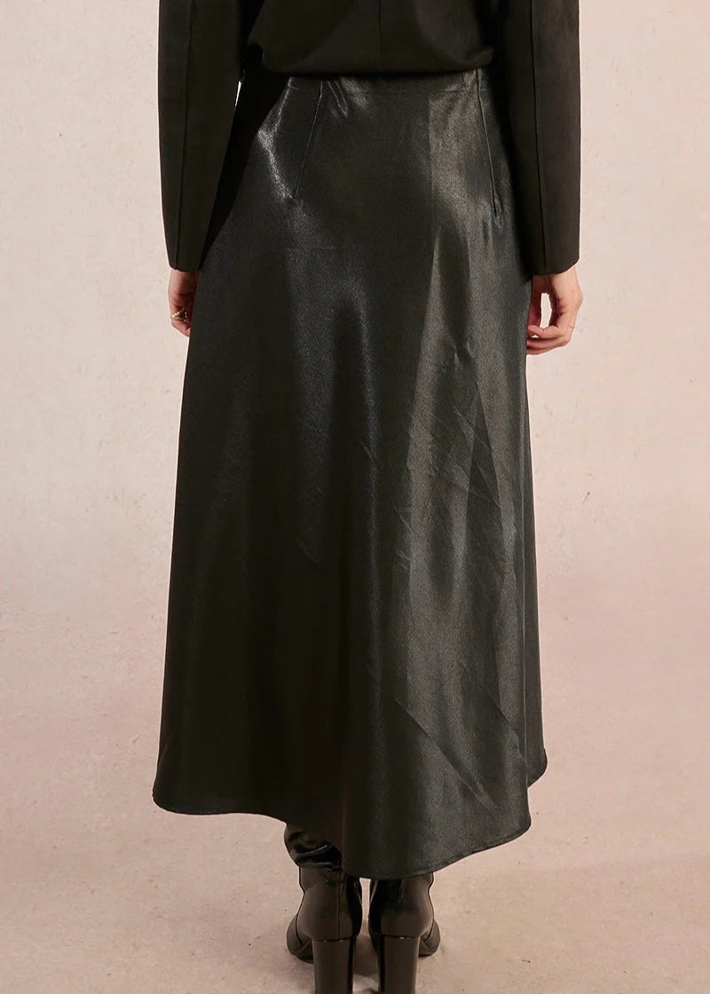 Molly Bracken Aline Satin Skirt Black