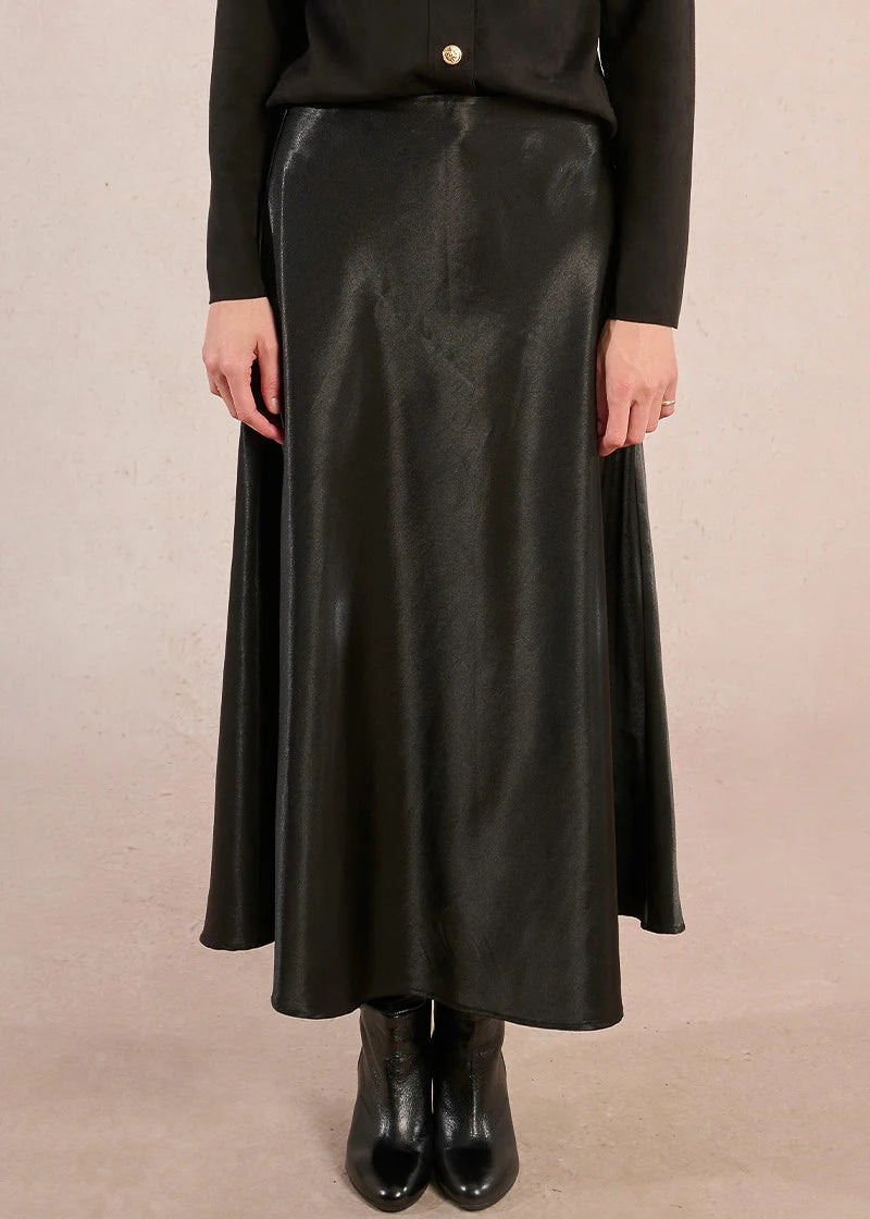 Molly Bracken Aline Satin Skirt Black