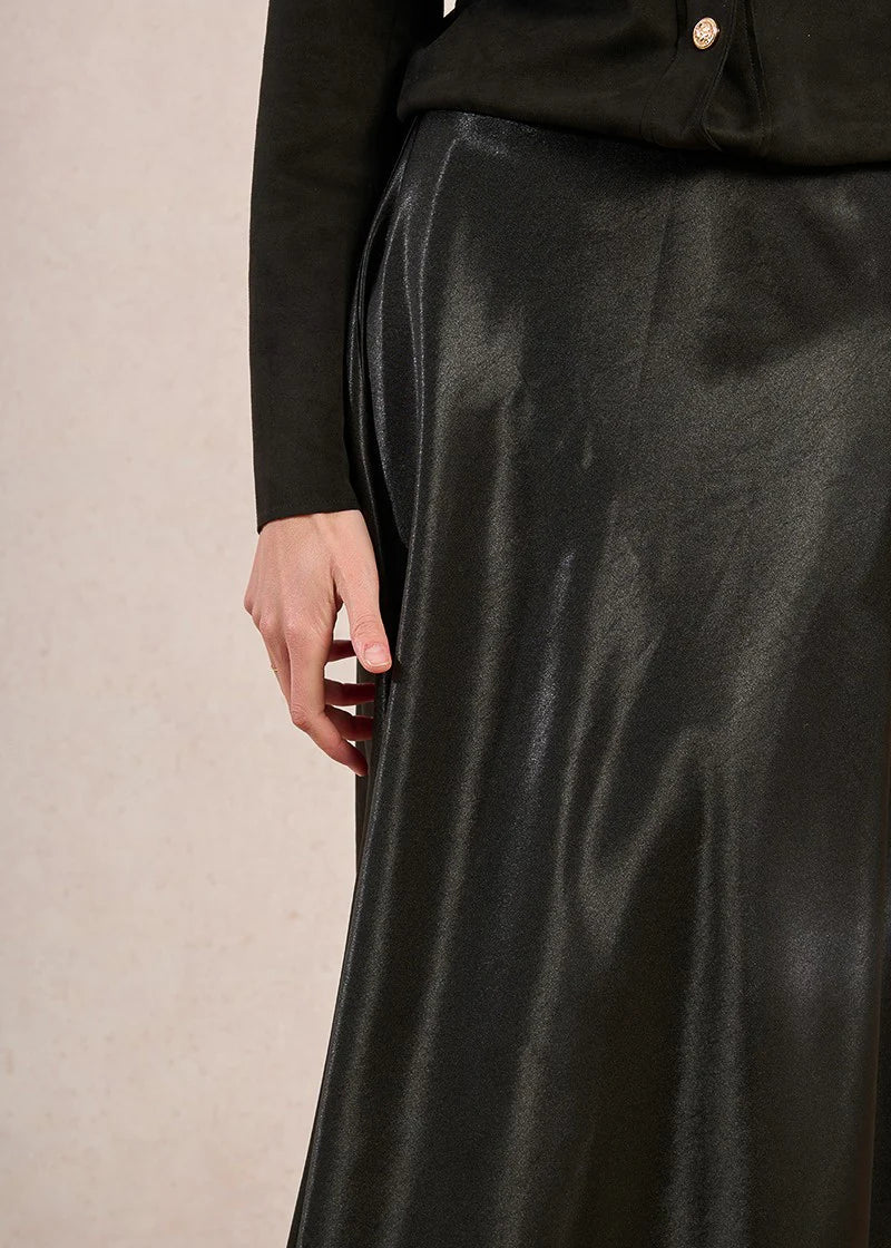 Molly Bracken Aline Satin Skirt Black