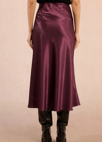 Molly Bracken Aline Satin Skirt Dark Purple