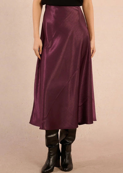 Molly Bracken Aline Satin Skirt Dark Purple