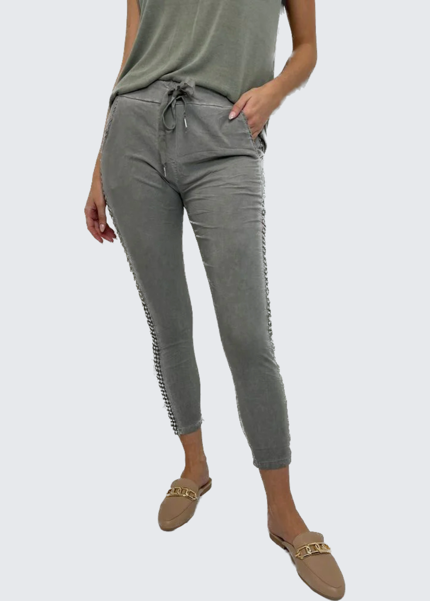 MINI Diamond Studded Joggers - Grey