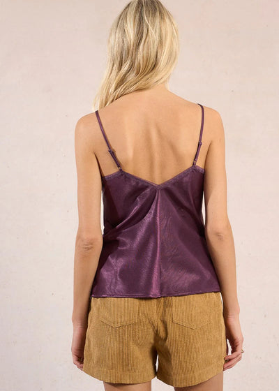 Molly Bracken Lace Trim Cami Dark Purple